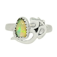 OM - Prirodni etiopski opal grubi srebrni prsten nakit S.9. Allr- aumr1