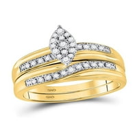 Čvrsta 10k žuto zlato i njezina okrugla dijamantski klaster podudaranje par tri prstena za brisanje prstena za vjenčane vjenčane trake za vjenčanje postavljeno CT. -