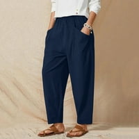 Ležerne pantalone za žene 'Čvrsta boja Casual Džep Elastični pojačani struk Široke noga hlače pantalone