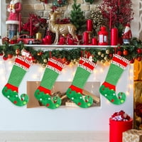 Tsseiatte Božićne čarape, ELF čarape Striped Candy Bag Tord Bager Viseći dekor za odmor Poklon za poklon
