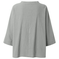 TOQOT košulje s dugim rukavima za žene - pamučne platnene tunike Tunike Ležerne prilike V-izrez Žene