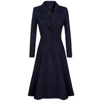 Ženski kaputi zimski presvlaka zimski rever dugme dugački rovovi dame prekrivena odjeća casual jakna