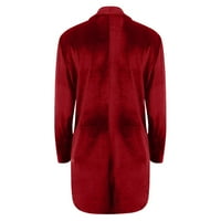 Scyoekwg ženski kaput casual solid color s dugim rukavima labavo udobnost Žena otvorena prednji labavi gornji odjeća za bluze za bluze vino s