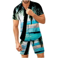Muška havajska odjeća za plažu ljeta Boho majica kratke hlače 2-komadni set