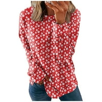 Homchy pulover vrhovi za žene okrugli vrat Pamuk Ležerne prilike modne cvjetne tiskane bluze s dugim