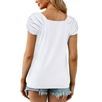 JMntiy Fashion Woman kauzalni kvadratni vrat Čvrsta boja bluza Puff majica kratkih rukava Ljetni vrhovi