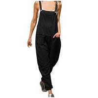 Ženski casual stil labavi kombinezoni Pamuk široki rez sa džepovima širine noge duge hlače