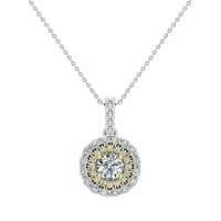 Okrugli sjajni dijamant Double Halo tone ogrlica 14k zlato 1. ctw
