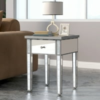 BornMio na trendu Moderni stakleni zrcalni krajnji stol s ladicom, ugaonim stolom sa kristalnim ručicama