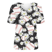 AMLBB Plus Veličina Žene Ljetne vrhove Žene V-izrez Baseball Ispiši majice Modne udobne ženske bluze