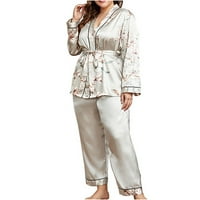 Hvyesh Pijamas za žene Podesite dame Plus Veličina pidžama cvjetni print Cardigan čipke Noćne padžama