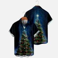 Lovskoo muške božićne tiskane majice s rever i otvorenim bočnim muškim božićnim tiskanim jednom džepom
