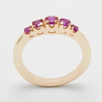 Britanci izrađeni čvrstih 9K ružičastih prirodnih rubinskih ženskih prstena - Veličina opcije - Veličina