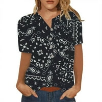 Žene ljetne vrhove modni kratki rukav dressy prikladna grafička cvjetna tiskana Trendy Tuny majice za