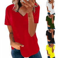 Plus majice za žene V izrez kratki rukav TEE modni solid labava bluza