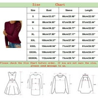 Pxiakgy bluza za žene Žene okrugli izrez Solid Boja šuplje majica za šivanje dugih rukava + 5xl