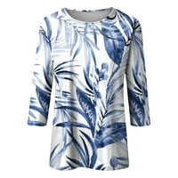 Ljetne ženske košulje Ženska modna modna print rukava cvjetna tiskana majica Slim Top Casual Tops Blue