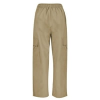 Easery Lanene hlače za žene visoke elastične stručne komforne ravne teleće hlače za velene hlače za
