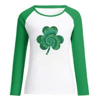 Ženski vrhovi plus veličina Košulje za čišćenje moda Ženski proljetni patchwork sv. Patrickov dan tiskani