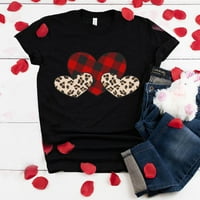 Žene Ležerne prilike T majice - Fashion Valentine printovanje O-izrez kratka majica Labava bluza Top