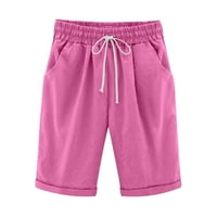 Honeeladyy ljetne kratke hlače za žene Žene ljetne čvrste pet bodova Velike veličine pamučne pantalone