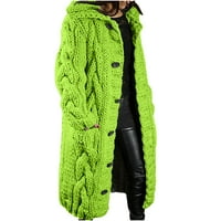 Ženski pad modni džemperi dugih rukava s jednim rukavima Plus su veličine džepa džemper kardiganski kaput zelene veličine m