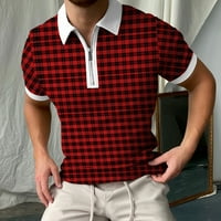Polo košulje za muškarce Proljeće Ljeto kratki rukav patentni zatvarač rever karirani ispis casual t-haljine