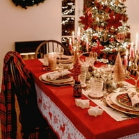 Okrugli božićni stolk, božićni stol okrugli zimski snježni pahuljice Xmas Holiday Stolcloth za božićni dekor, vodootporni crveni božićni okrugli stolnjak za okrugle stolove 60