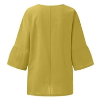 Na casual casual pamučnom posteljinom ljetnih vrhova za žene labavi maslačak print crewneck tunika majica