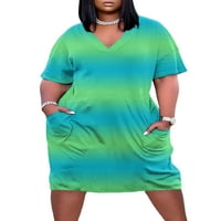 Dame Swing Haljine 3D Print Ljeto Midi haljina Pocket Sundress Ženska mekana zvanja plava zelena XL