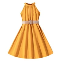 Easluy haljina za djevojčicu za malinu bez rukava bez rukava haljina haljina žuta 11Y