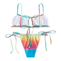 Aturuste ženske gradijent boje seksi plaža Bikini dvodijelni set bez rukava bez rukava + elastični kupaći