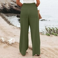 Modne ženske ležerne hlače u punilo u boji ravne hlače sa širokim nogama sa džepom Army Green XXL