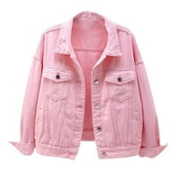 Ženske jakne žene proljeće i topla čvrsta jakna s dugim rukavima Outerwear Pink L