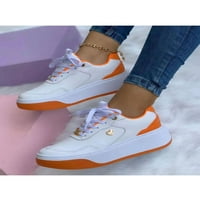 Lacyhop dame hodanje cipele čipke za čipke up patike Sportski treneri teretane Neklizajuci Lagana platforma Bijela narandžasta 6.5