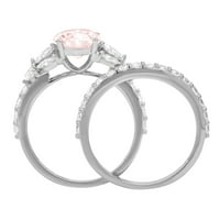 3. CT sjajan okrugli rez simulirani ružičasti dijamant 18k bijeli zlatni pasijans sa akcentima mladenci