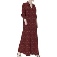 Jesenske haljine za žene Ženska modna haljina košulja dugih rukava džepna majica ovratnik pamučna posteljina