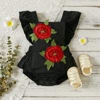 Toddler Baby Girls Penjačka odjeća Flyne rukave cvjetni vez ruffles Romper BodySuits odjeću za 0 mjeseci