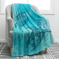 Drvo more kornjača pokrivač Udobna toplina apstraktna kornjača plava pokrivač za kauč za krevet kauč