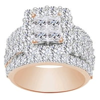 Princeza i okrugli rez bijeli prirodni dijamantski modni zaručni prsten u 10K ružin zlatne prstene veličine-13