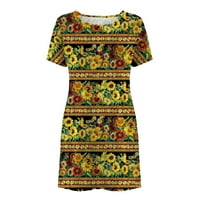 Cleariance Ženska suncokretove haljine Ležerne prilike ljetne kratkih rukava Haljina labava A-line Midi