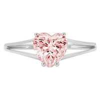 1.0ct Heart rez ružičasti simulirani dijamant 14k bijelo zlato graviranje izveštaja godišnjice Angažovanje