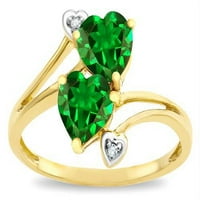 Star K simulirana smaragda dva dvostruka srca obižavaju prsten obećanja u kt bijeloj zlatnoj veličini