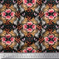 Soimoi Rayon tkanina cvjetna, hummingbird & vjeverice životinjske tkanine od dvorišta široko