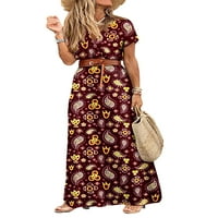 Grianlook žene maxi haljine V izrez duga haljina cvjetna tiskanja ljetna plaža sundoress dame baggy