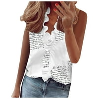 Ženske ljetne rubrijske košulje - Trendi kratki rukav ruffle majica V izrez Slim bluza za odrasle Boho