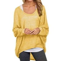 Wendunide džemperi za žene Ženske rupci na rukavima na vrhu ramena sa slobodnim prevelikim džemper košulje