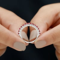 Polu vječni prsten sa laboratorijama stvorio je Ruby i Moissite, 14k bijelo zlato, SAD 12,00
