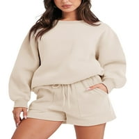 Ženska odjeća za vježbanje postavljaju pulover pulover u boji s kratkim hlačama s džepovima Yoga Activewear
