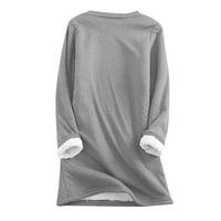 Unleife plus majice za žene zazor, ženska kost runa zimski baršunast toplim donjeg rublja vrh sa džepom